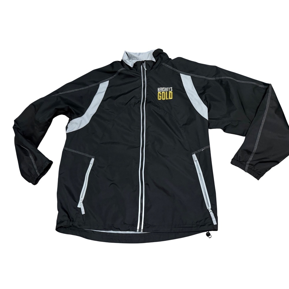 HERSHEY'S GOLD Men Long Sleeve Zip Black‎ EZEM System Golfing Jacket L North End